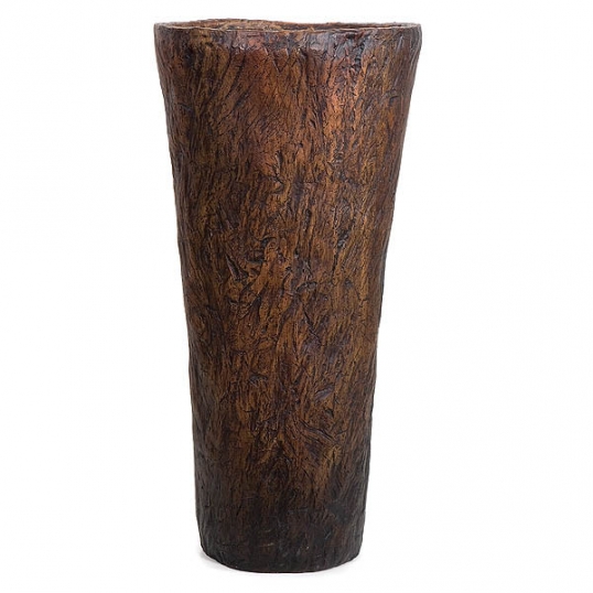 24 inch Brown/Black Fiberglass Tall Vase: 11 inch Inside Dia.
