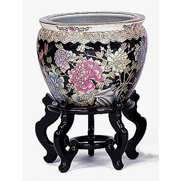 10 Inch Black Shanton Porcelain Planter: 9.5 Inch Inside Dia.