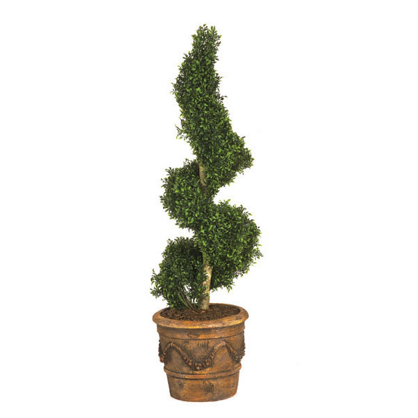 5 Foot Artificial Outdoor Polycaise Spiral Topiary: Natural Trunk