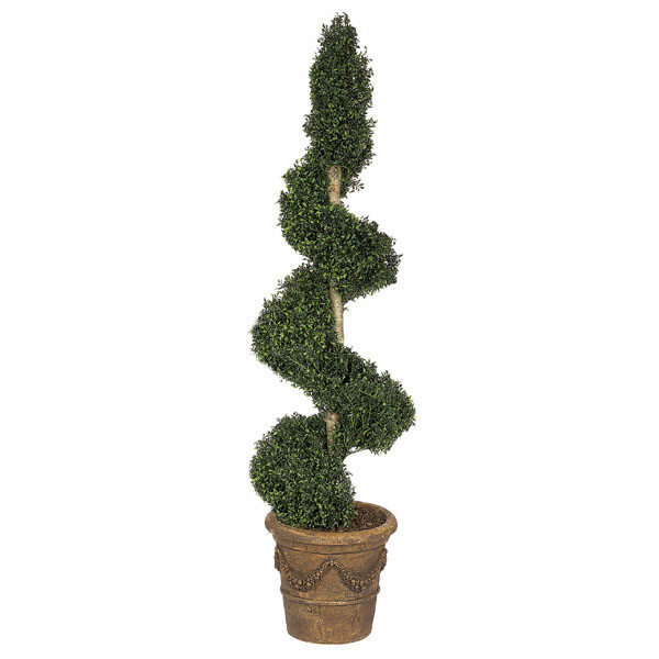 6 foot Artificial Outdoor Polycaise Spiral Topiary with Natural Trunk
