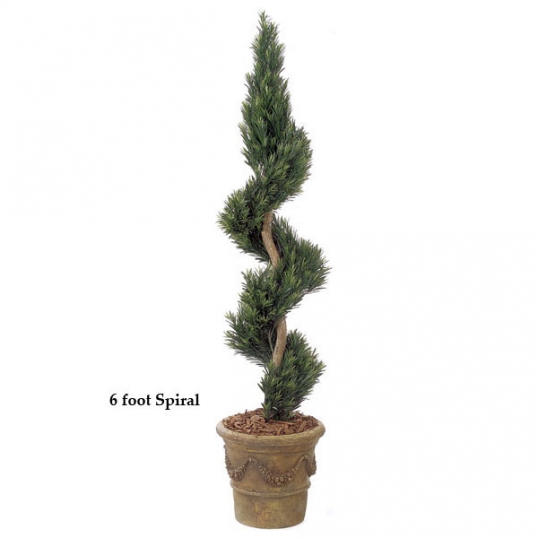 5 foot Outdoor Artificial Podocarpus Spiral Topiary