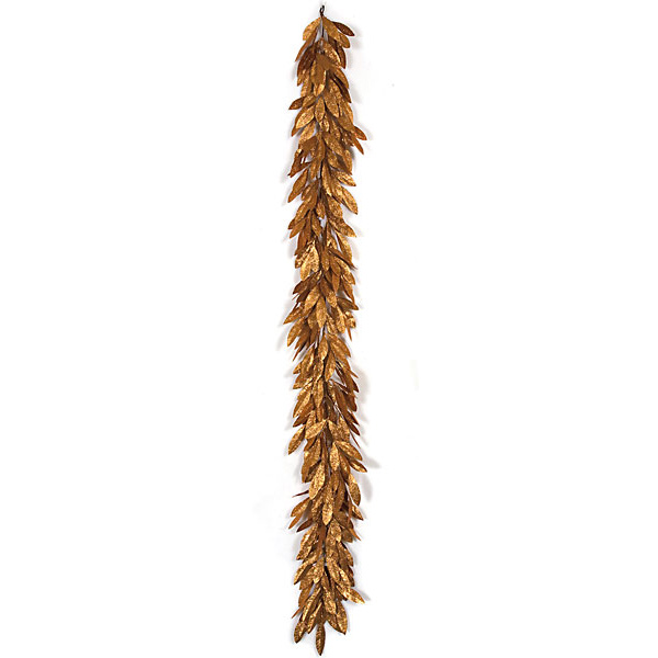 6 foot Copper Glittered Bay Leaf Garland (Set of 2)