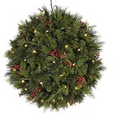 26 inch Hanging Mixed Pine Ball: Clear 5MM LEDs