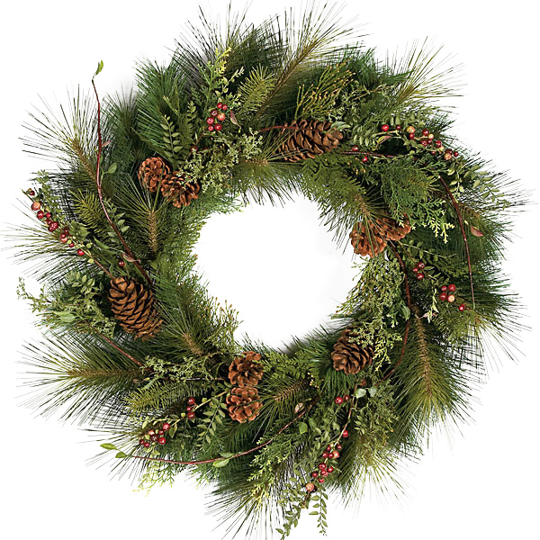 30 inch PE/PVC Sugar Pine Wreath with Apples & Cones