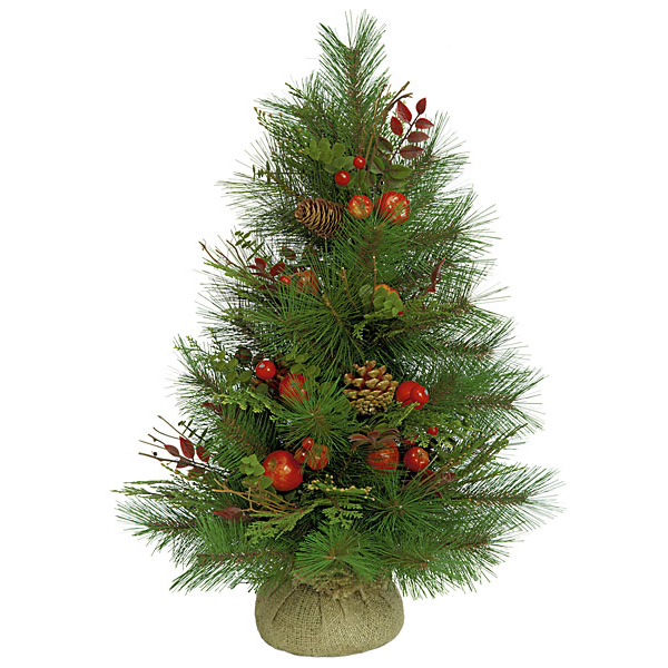 24 Inch Sugar Pine Christmas Tree In Burlap Base (set Of 2)