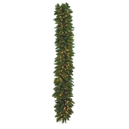 9 foot x 18 inch Sheridan Pine Garland: Clear Lights