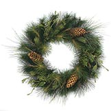 30 inch PE/PVC Mixed Sugar Pine Wreath with Large Cones