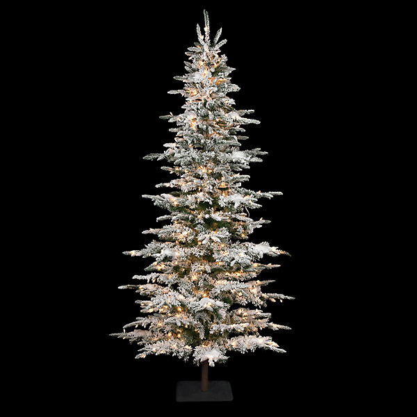 9 Foot Slim Flocked Laser Glitter Pine Tree