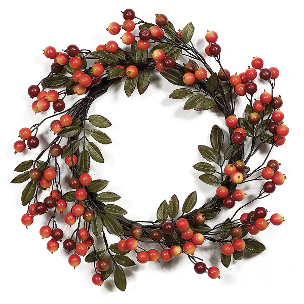 22 Inch Red Crabapple Wreath (set Of 3)