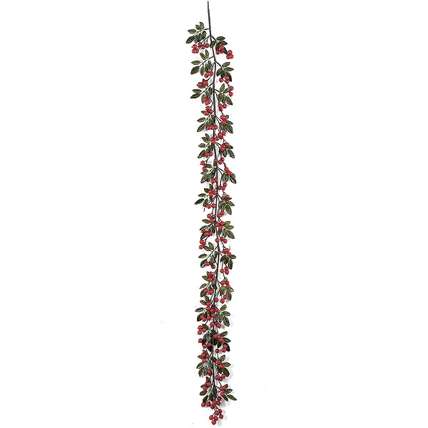 6 foot Red Crabapple Garland with Leaves (Set of 2)