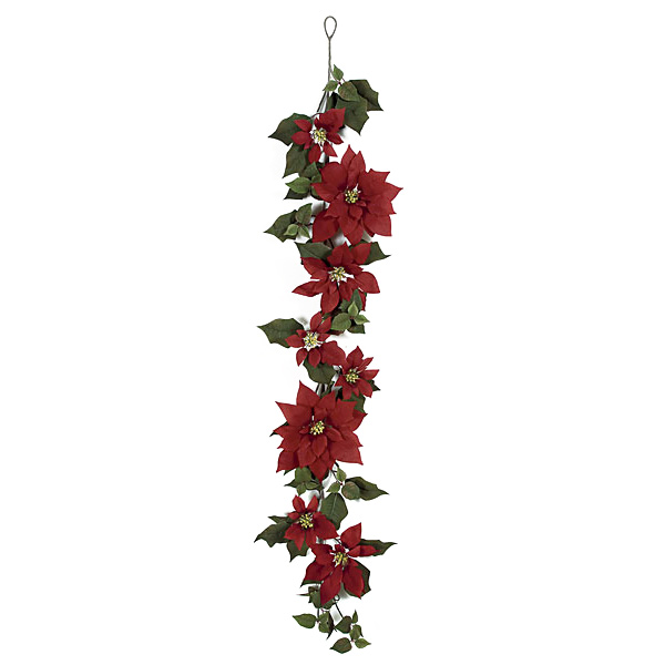 6 foot Poinsettia Garland (Set of 2)