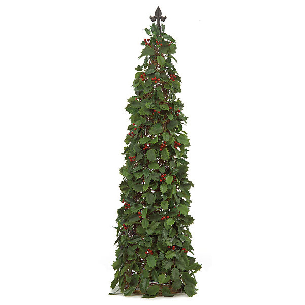AGF2304 50 inch Holly Cone Topiary with Red Berries sku AGF2304