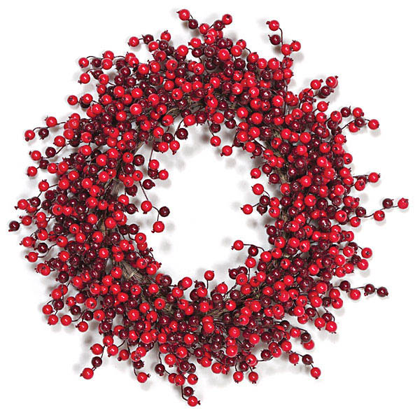 25 Inch Styrofoam Red/burgundy Gooseberry Wreath