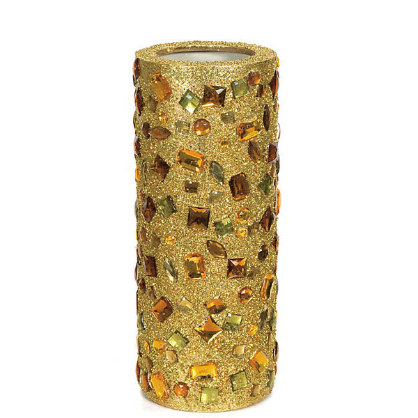 20 Inch Gold Jeweled And Beaded Pot
