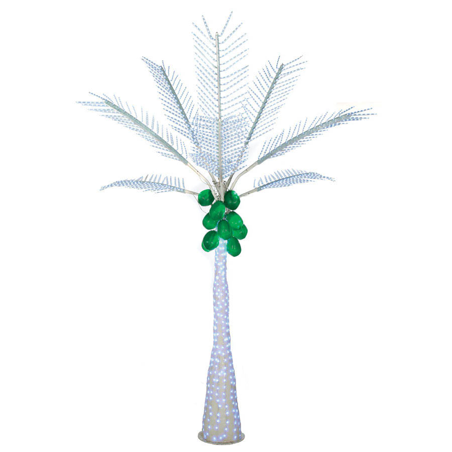 12.5 Foot Led Palm Tree With Coconuts: White Leds