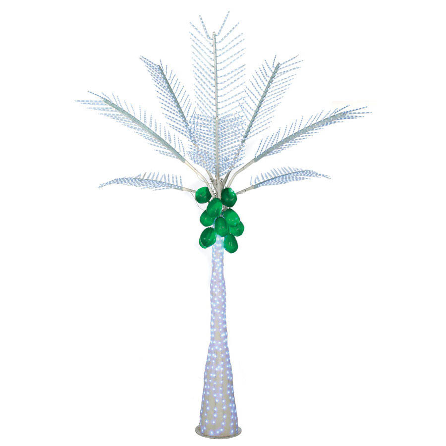 12.5 foot LED Palm Tree With Coconuts: White LEDs