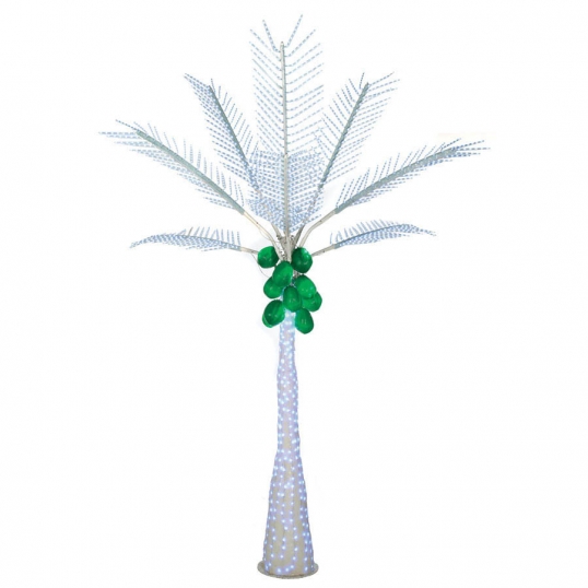 12.5 foot LED Palm Tree With Coconuts: White LEDs