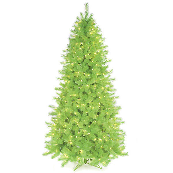 7.5 foot Slim Lime Green Christmas Tree: Clear 5MM LEDs