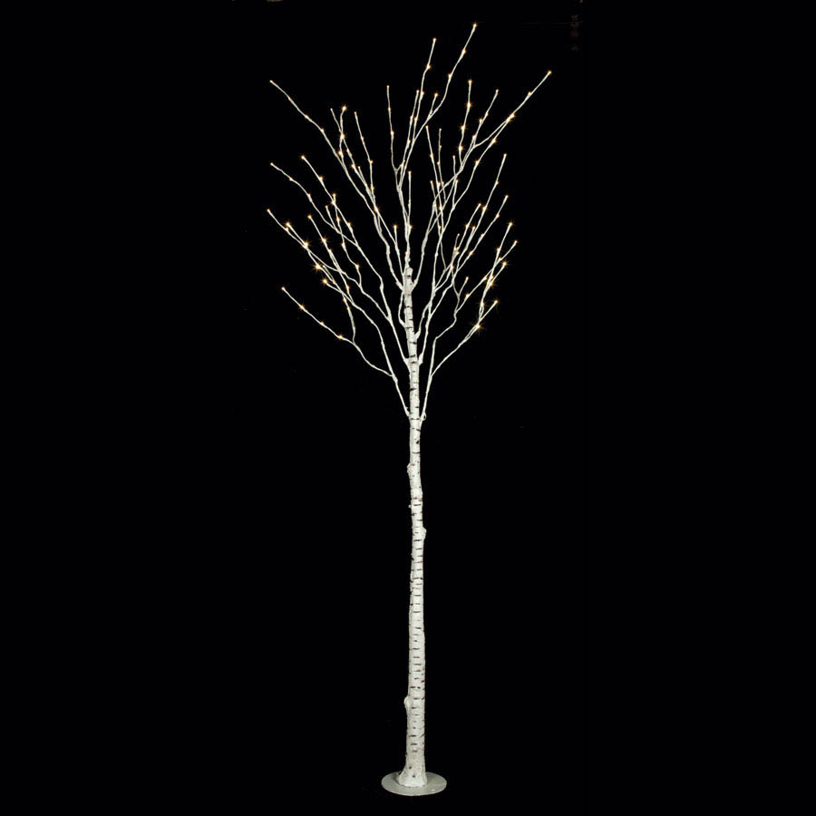8 foot LED Birch Tree: White 5MM LEDs