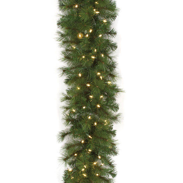 9 Foot X 14 Inch Mika Pine Garland: Clear Leds