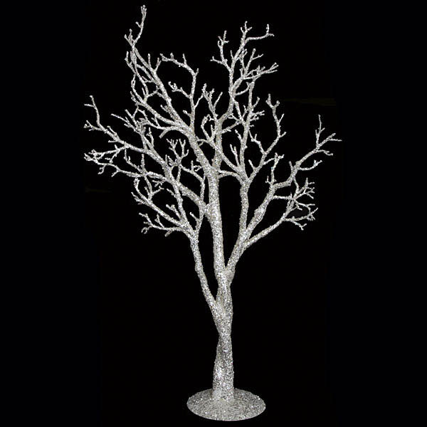 39 X 16 Inch Glittered Statue Tree With Metal Stand: Unlit