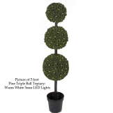 5 foot Pine Triple Ball Topiary: Clear 5MM LEDs