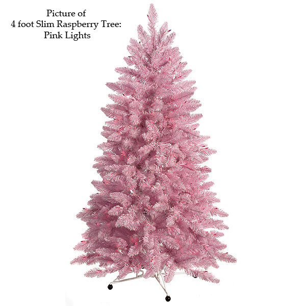 4 foot Slim Raspberry Christmas Tree Pink Lights C 70151