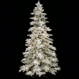 9 foot Heavy Flocked Snow Tree: Clear LEDs