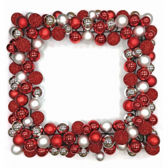 36 inch Mixed Ornament Ball Square Wreath