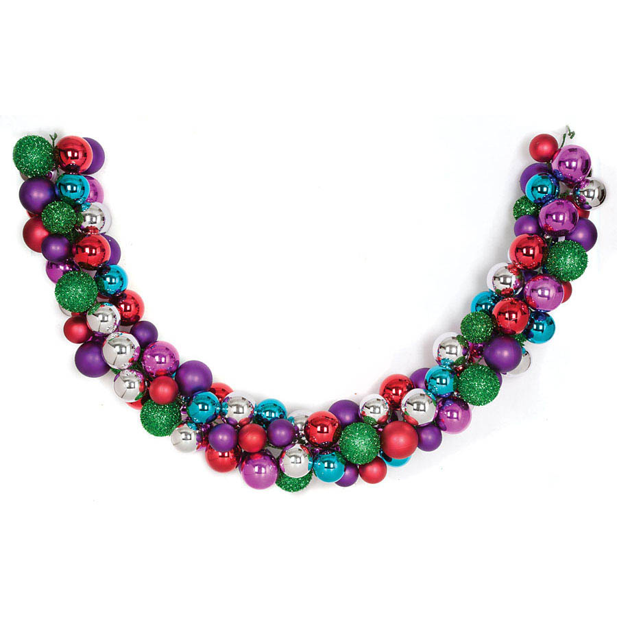 6 foot x 6 inch Plastic Mixed Ball Garland MultiColored A151904