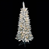 34 inch Flocked Slim Pine Tree: Clear LEDs