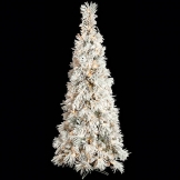 7.5 foot Heavy Flocked Long Needle Pencil Tree: Clear Lights