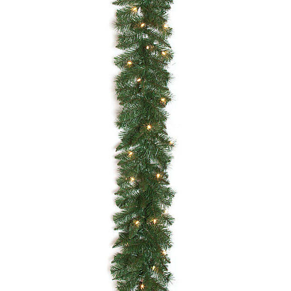 9 foot x 10 inch Monroe Pine Garland: Clear Lights (Set of 2)