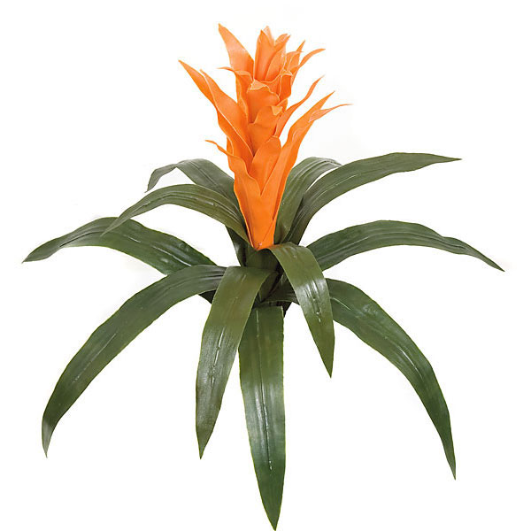 22 inch Outdoor Artificial Orange Bromeliad: Unpotted