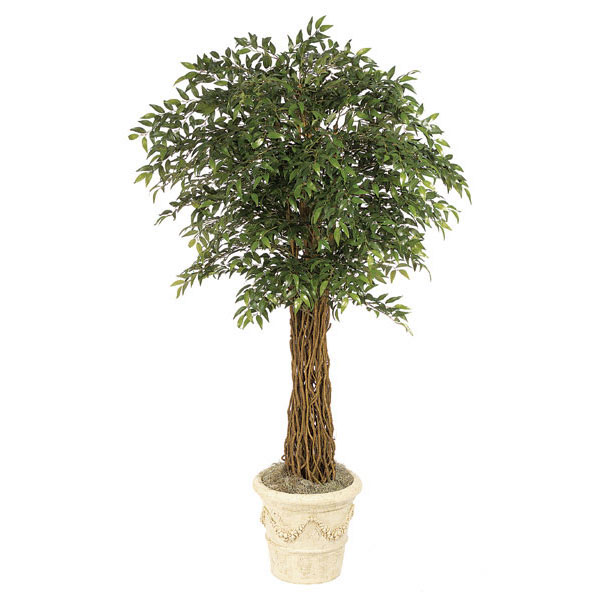 9 foot Silk Smilax Tree with Natural Trunks Potted W2535