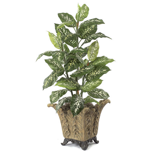 4 Foot Artificial Dieffenbachia Plant: Potted (set Of 2)
