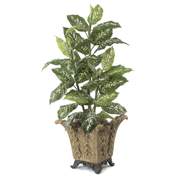 4 foot Artificial Dieffenbachia Plant: Potted (Set of 2)
