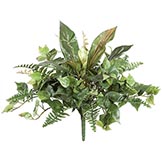 18 inch Silk Philodendron, Fishtail Ferns, and Cordyline Bush: Unpotted