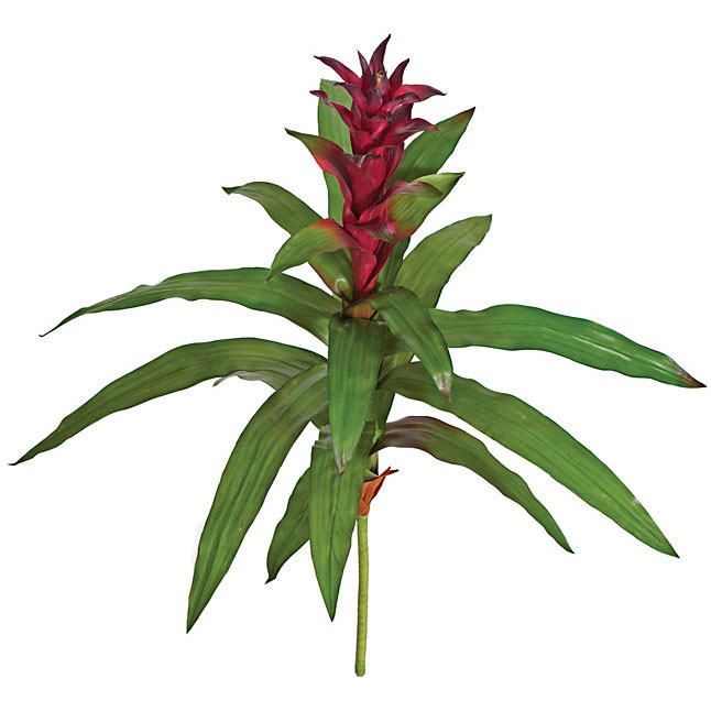 30 Inch Artificial Wine Guzmania Bromeliad Plant: Unpotted