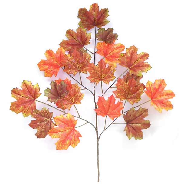 40 Inch Red, Orange, And Brown Canadian Maple Branch (set Of 12)