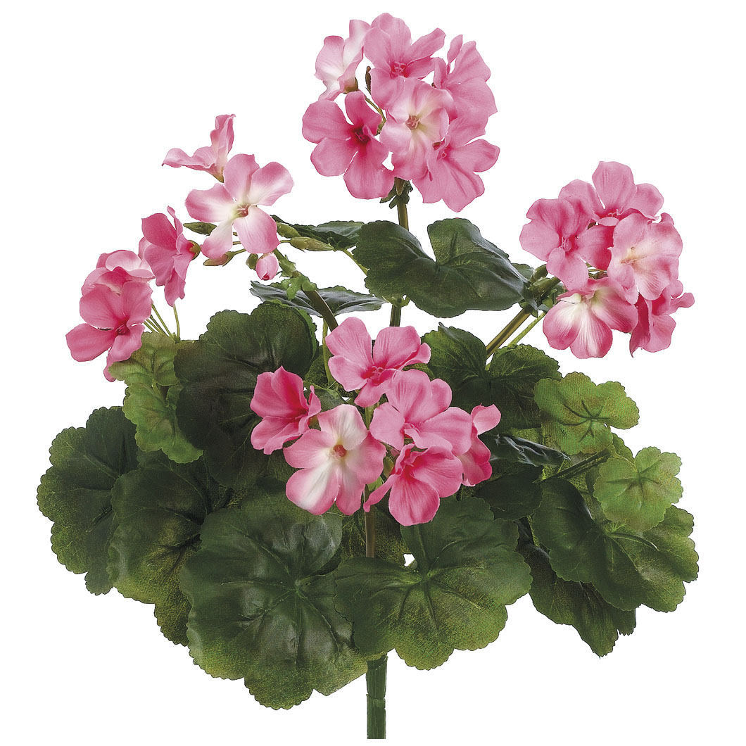 17 inch Artificial Outdoor Pink Geranium Bush: Limited UV | FBG388-PK