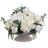 13 inch Cream Peony and Rose Arrangement in Fiber Cement Plate