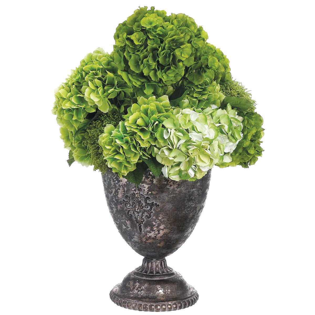 31 Inch Hydrangea Arrangement In Tin Urn