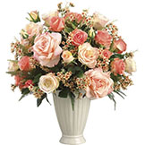 22 inch Rose and Waxflower Arrangement in Ceramic Vase