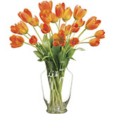22 inch Artificial Tulip Arrangement in Glass Vase
