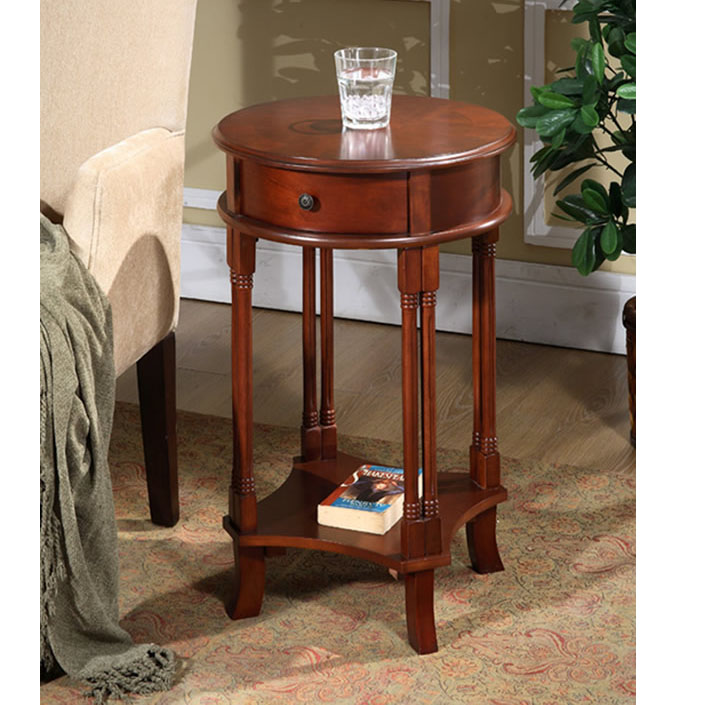Round Accent Table With Cherry Finish
