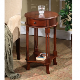 Round Accent Table with Cherry Finish