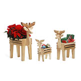 3 piece Cedar Deer Family Outdoor Planter Set