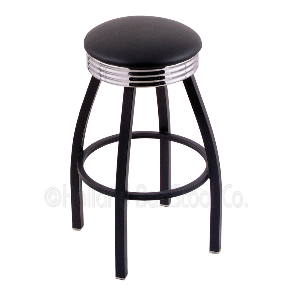 inch Black Swivel Bar Stool with Cushion