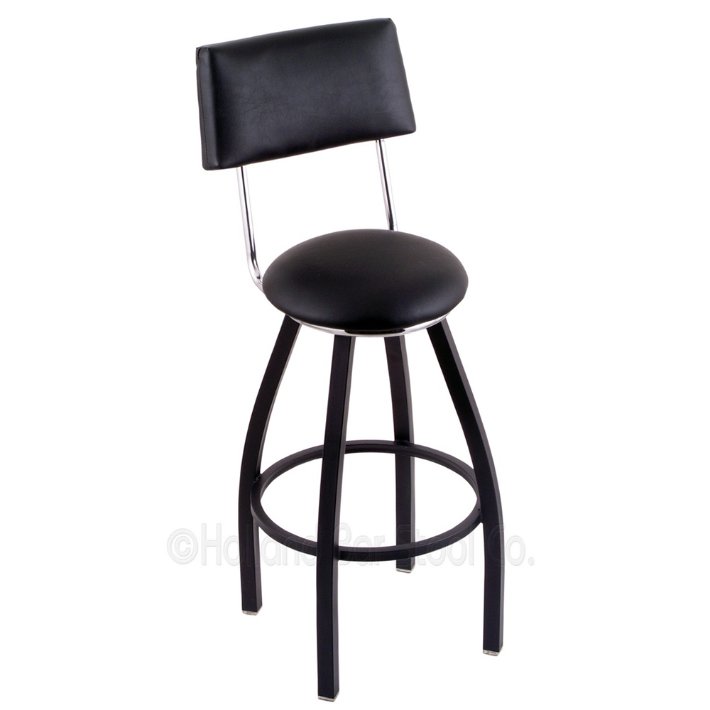 inch Black Swivel Bar Stool with Cushion
